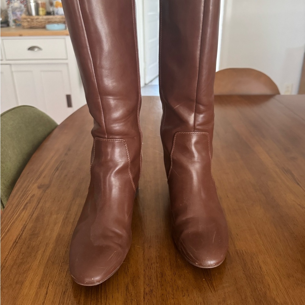 J. Crew Chestnut Leather Heeled Boots